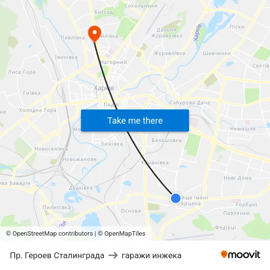 Пр. Героев Сталинграда to гаражи инжека map