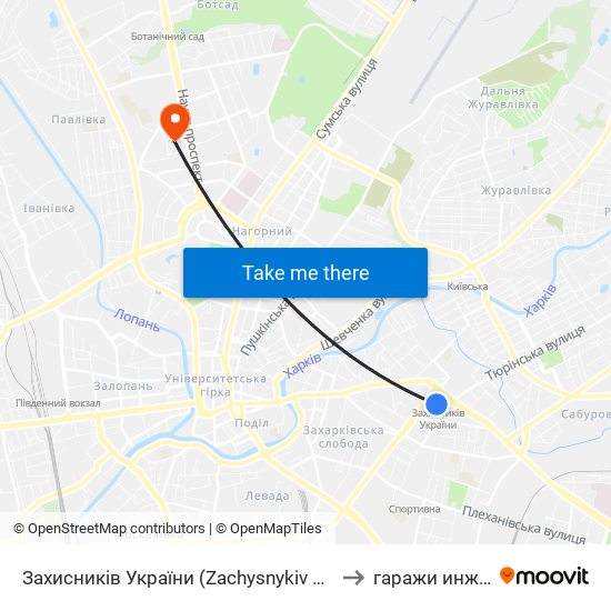 Захисників України (Zachysnykiv Ukrainy) to гаражи инжека map