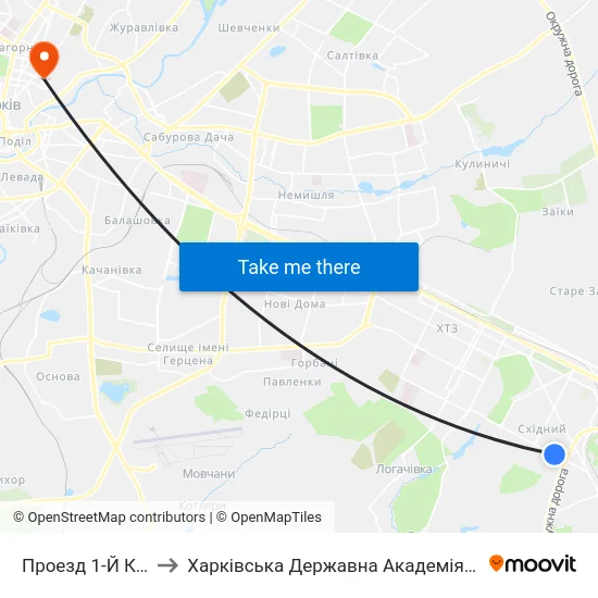 Проезд 1-Й Котласский to Харківська Державна Академія Дизайну Та Мистецтв map
