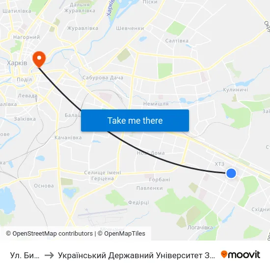 Ул. Библика to Український Державний Університет Залізничного Транспорту map
