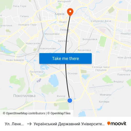 Ул. Ленкоранская to Український Державний Університет Залізничного Транспорту map