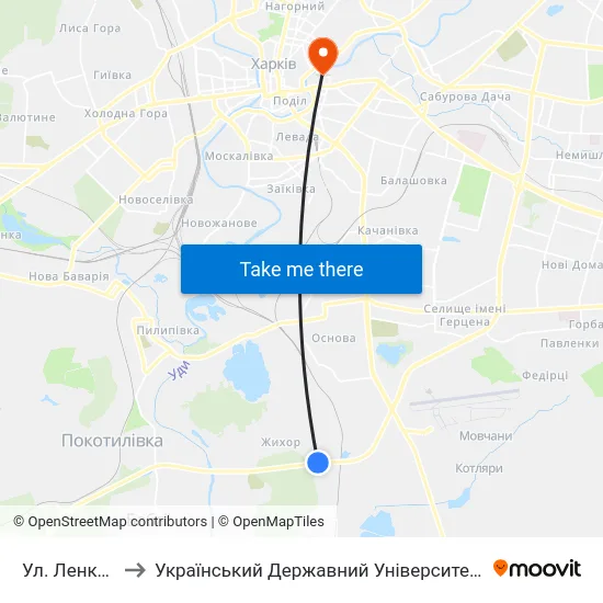 Ул. Ленкоранская to Український Державний Університет Залізничного Транспорту map