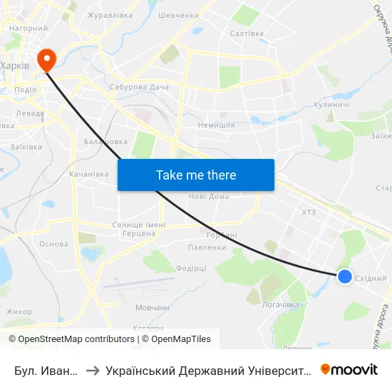 Бул. Ивана Каркача to Український Державний Університет Залізничного Транспорту map