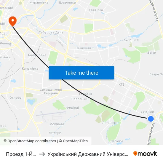 Проезд 1-Й Котласский to Український Державний Університет Залізничного Транспорту map