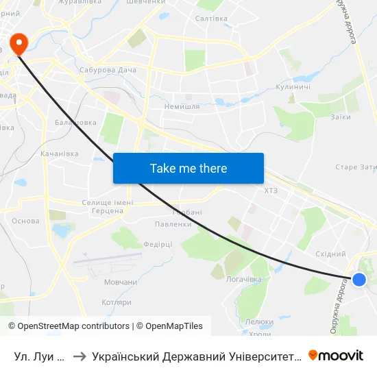 Ул. Луи Пастера to Український Державний Університет Залізничного Транспорту map