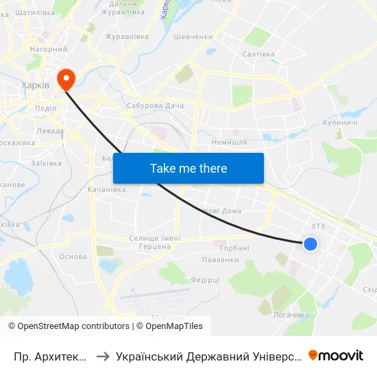 Пр. Архитектора Алешина to Український Державний Університет Залізничного Транспорту map