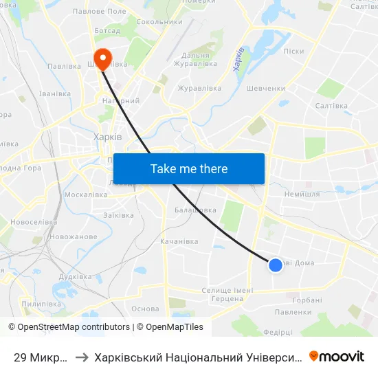 29 Микрорайон to Харківський Національний Університет Радіоелектроніки map