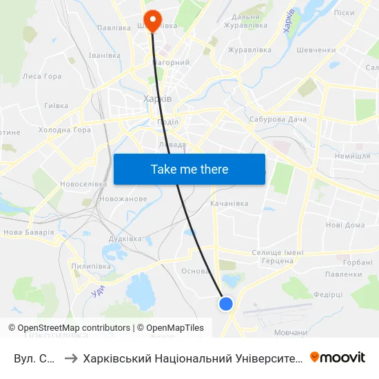 Вул. Сохора to Харківський Національний Університет Радіоелектроніки map