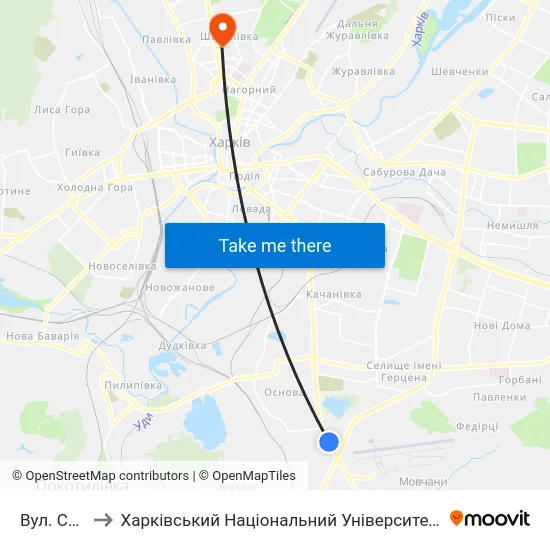 Вул. Сохора to Харківський Національний Університет Радіоелектроніки map
