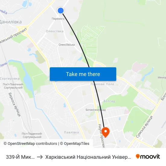 339-Й Микрорайон to Харківський Національний Університет Радіоелектроніки map
