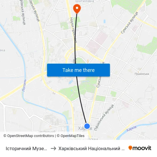 Історичний Музей (Istorychnyi Muzei) to Харківський Національний Університет Радіоелектроніки map