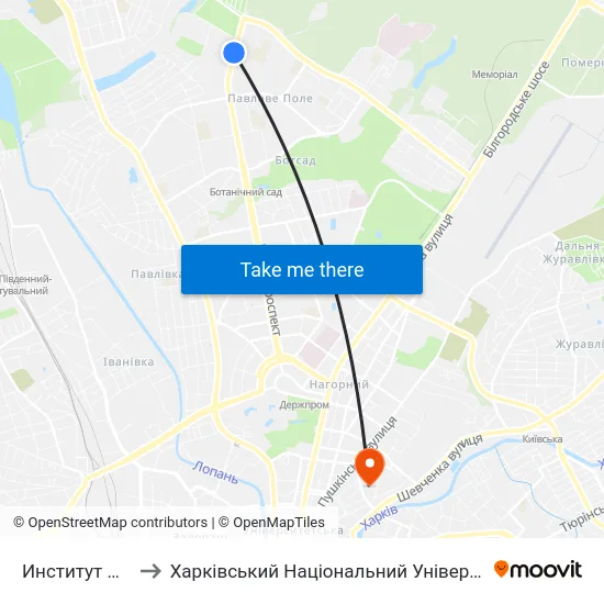 Институт Низких Температур to Харківський Національний Університет Міського Господарства Імені О. М. Бекетова map