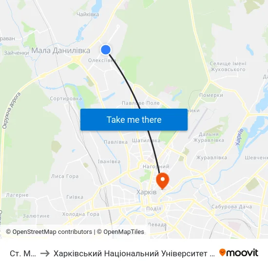Ст. М. Победа to Харківський Національний Університет Міського Господарства Імені О. М. Бекетова map