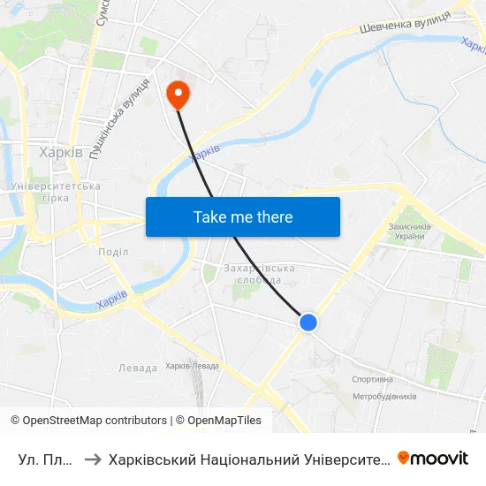 Ул. Плехановская to Харківський Національний Університет Міського Господарства Імені О. М. Бекетова map