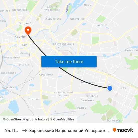 Ул. Пожарского to Харківський Національний Університет Міського Господарства Імені О. М. Бекетова map