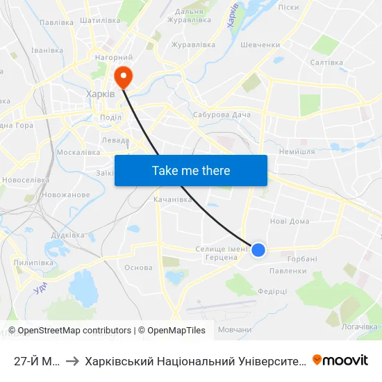 27-Й Микрорайон to Харківський Національний Університет Міського Господарства Імені О. М. Бекетова map