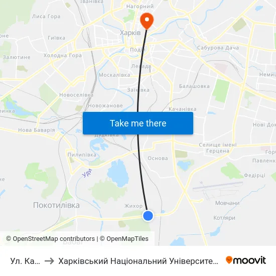 Ул. Камышовая to Харківський Національний Університет Міського Господарства Імені О. М. Бекетова map