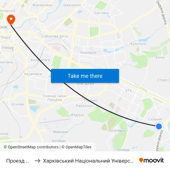 Проезд 1-Й Котласский to Харківський Національний Університет Міського Господарства Імені О. М. Бекетова map