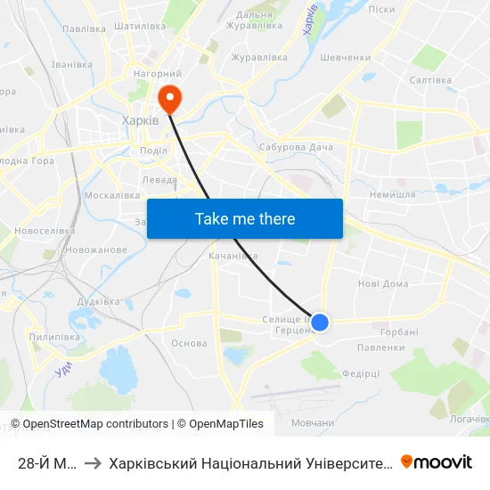 28-Й Микрорайон to Харківський Національний Університет Міського Господарства Імені О. М. Бекетова map