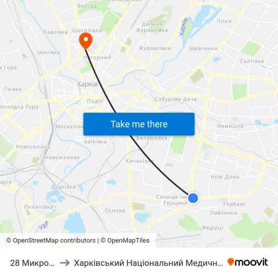 28 Микрорайон to Харківський Національний Медичний Університет map