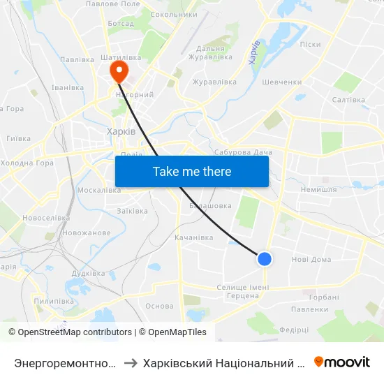 Энергоремонтное Предприятие to Харківський Національний Медичний Університет map