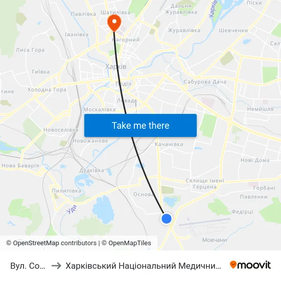 Вул. Сохора to Харківський Національний Медичний Університет map