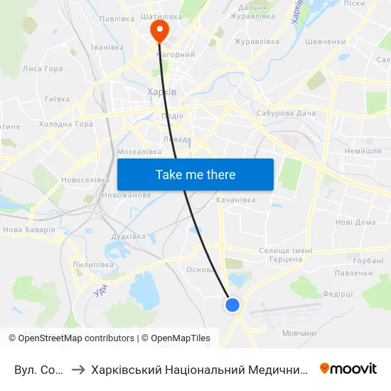 Вул. Сохора to Харківський Національний Медичний Університет map
