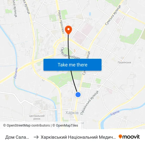 Дом Саламандра to Харківський Національний Медичний Університет map