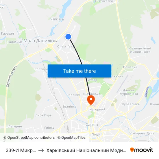 339-Й Микрорайон to Харківський Національний Медичний Університет map