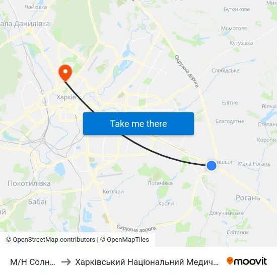 М/Н Солнечный to Харківський Національний Медичний Університет map