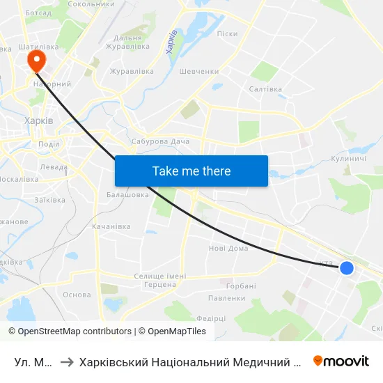 Ул. Мира to Харківський Національний Медичний Університет map