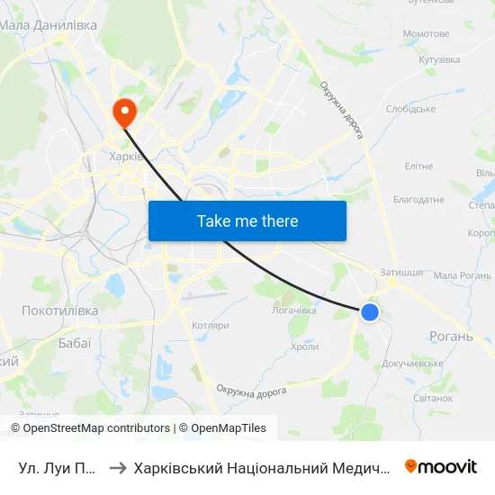 Ул. Луи Пастера to Харківський Національний Медичний Університет map