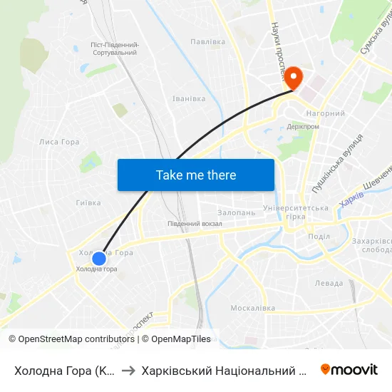 Холодна Гора (Kholodna Hora) to Харківський Національний Медичний Університет map
