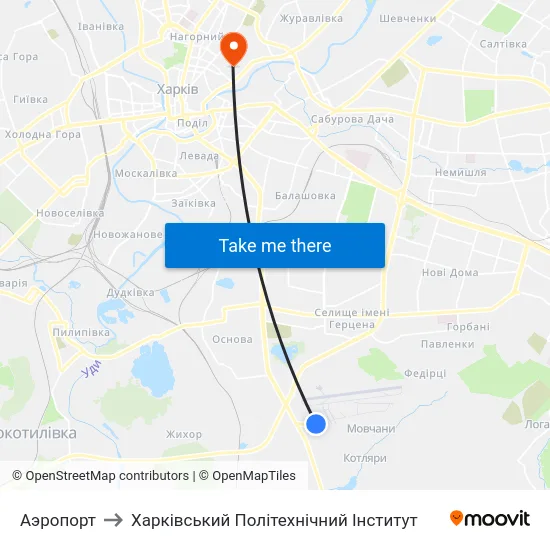 Аэропорт to Харківський Політехнічний Інститут map