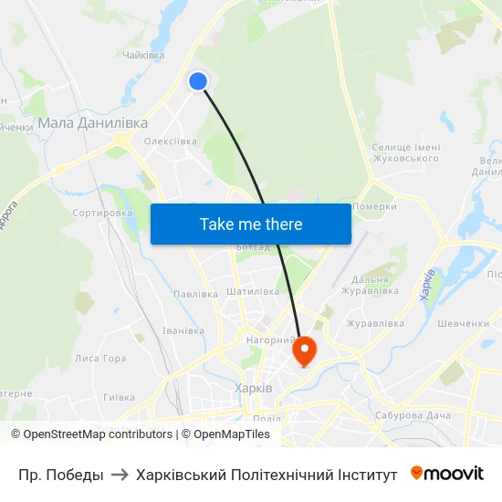 Пр. Победы to Харківський Політехнічний Інститут map