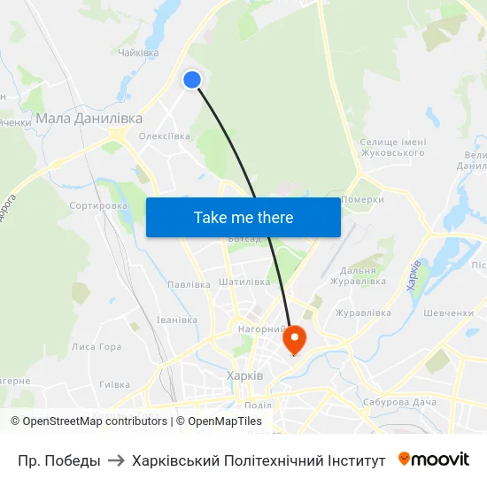 Пр. Победы to Харківський Політехнічний Інститут map