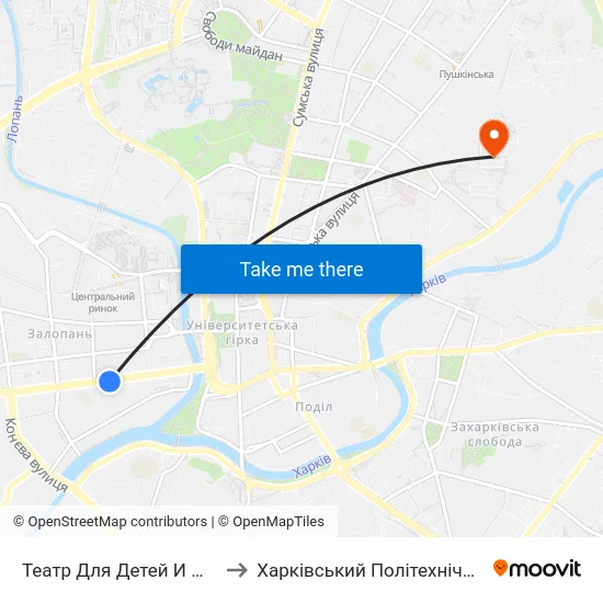 Театр Для Детей И Юношества to Харківський Політехнічний Інститут map