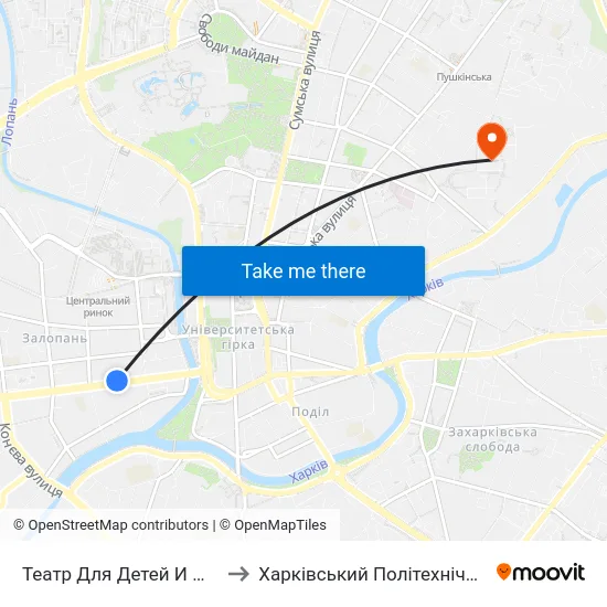 Театр Для Детей И Юношества to Харківський Політехнічний Інститут map