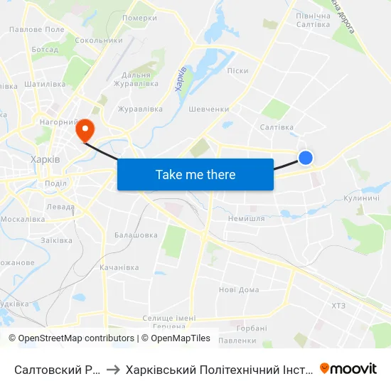Салтовский Рэм to Харківський Політехнічний Інститут map