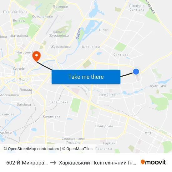 602-Й Микрорайон to Харківський Політехнічний Інститут map