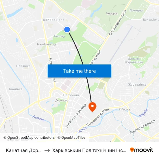 Канатная Дорога to Харківський Політехнічний Інститут map