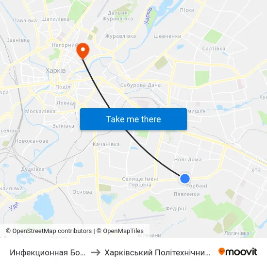 Инфекционная Больница to Харківський Політехнічний Інститут map