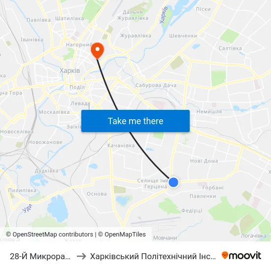 28-Й Микрорайон to Харківський Політехнічний Інститут map