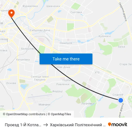 Проезд 1-Й Котласский to Харківський Політехнічний Інститут map