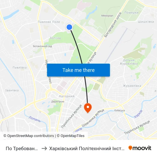 По Требованию to Харківський Політехнічний Інститут map