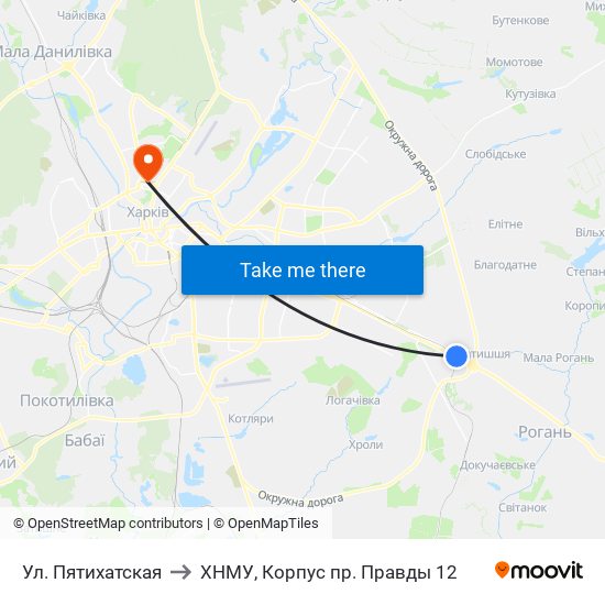 Ул. Пятихатская to ХНМУ, Корпус пр. Правды 12 map