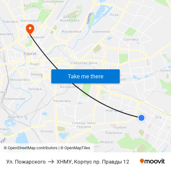 Ул. Пожарского to ХНМУ, Корпус пр. Правды 12 map