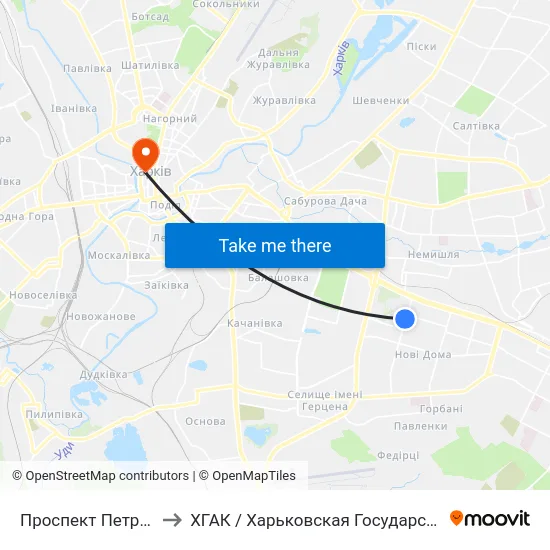 Проспект Петра Григоренка, 11 to ХГАК / Харьковская Государственная Академия Культуры map