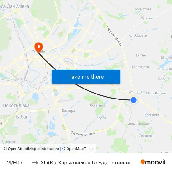 М/Н Горизонт to ХГАК / Харьковская Государственная Академия Культуры map