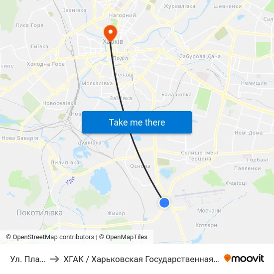 Ул. Планерна to ХГАК / Харьковская Государственная Академия Культуры map